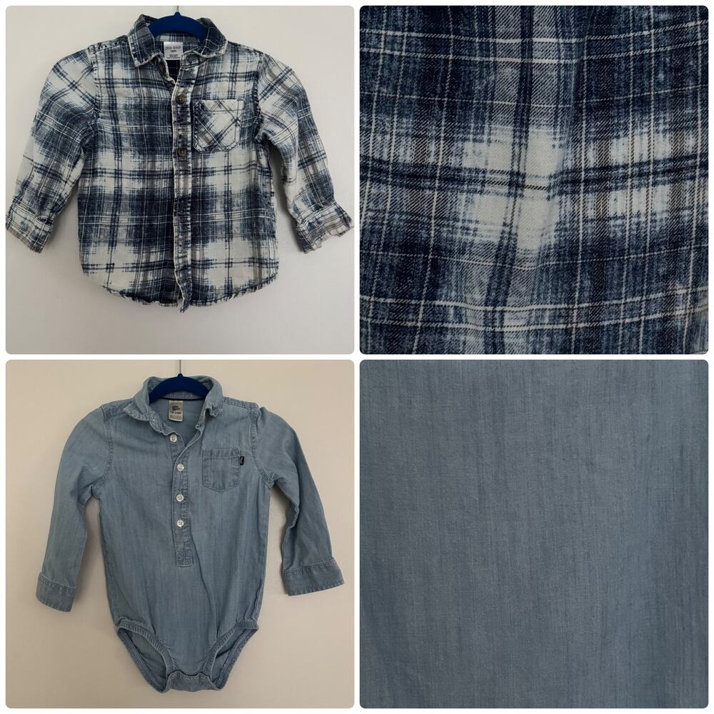 Baby B’gosh and Okie Dokie Button Down Bundle, Includes 2 Tops